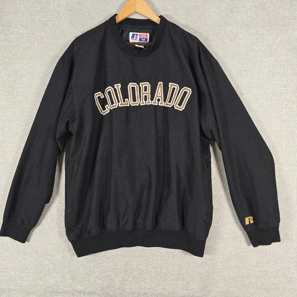 Russell Athletic Other - Russell‎ Athletic Colorado Windbreaker Pullover Mens Medium Black Team Issue Vtg